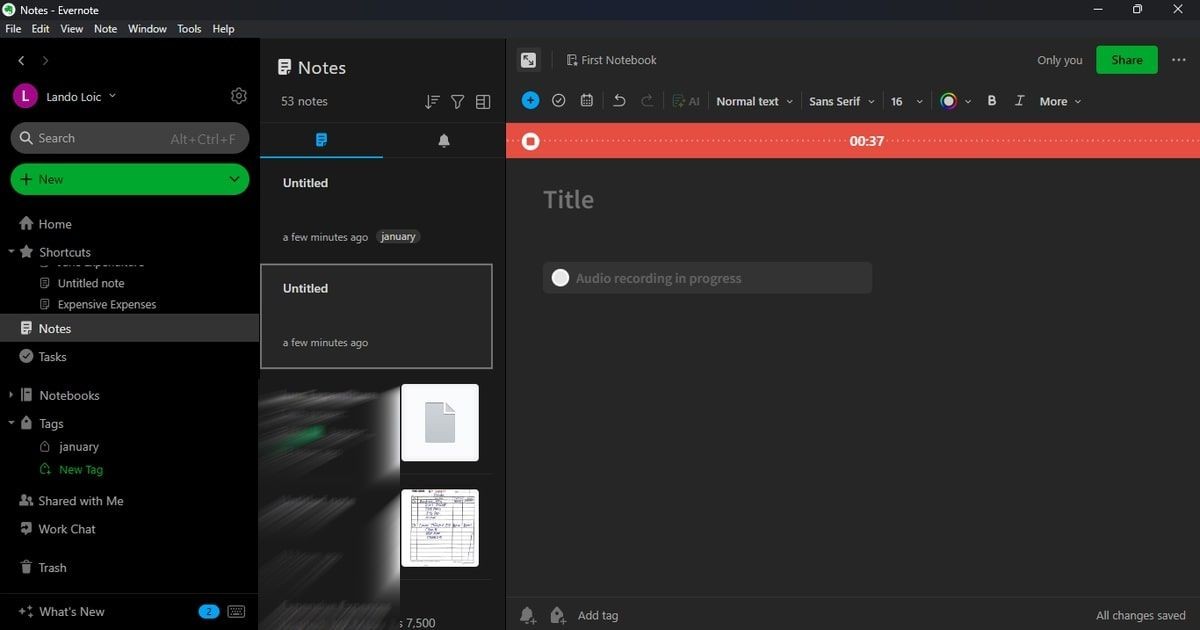 Hình ảnh minh họa ghi âm giọng nói trên Evernote