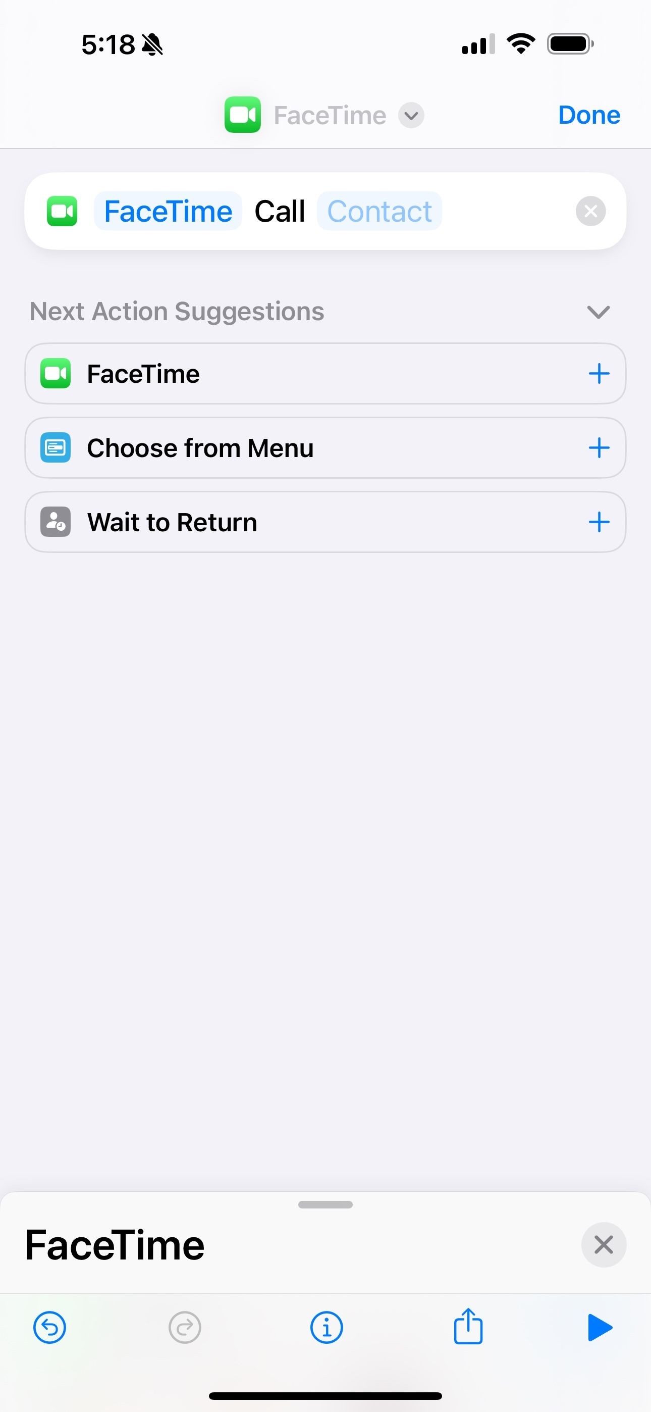 Hình ảnh phím tắt FaceTime trên iOS