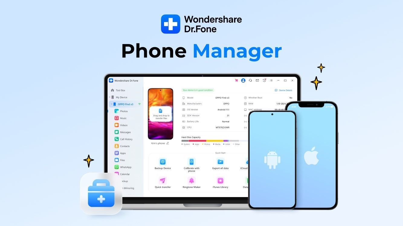 Hình ảnh quản lý điện thoại Wondershare Dr. Fone