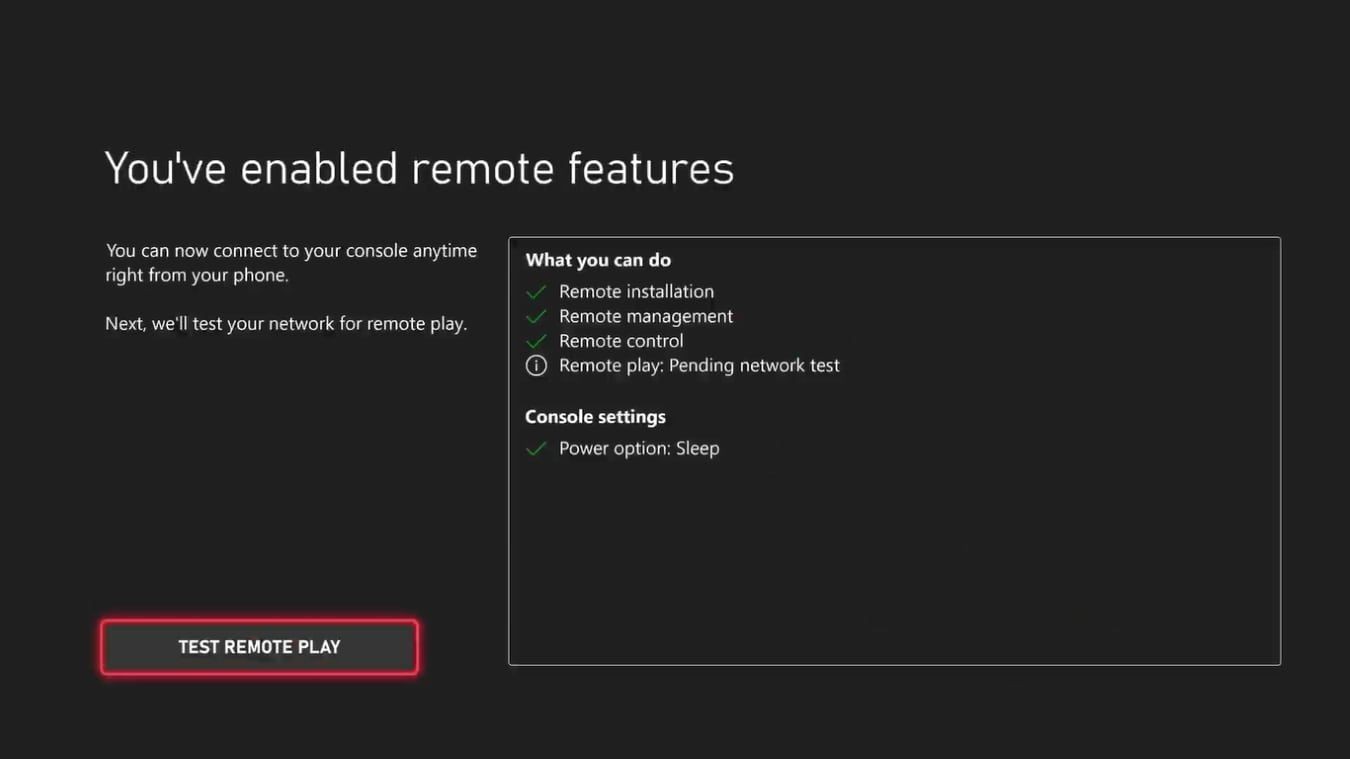 Hình ảnh tùy chọn Kiểm tra chơi từ xa trên Xbox Series X