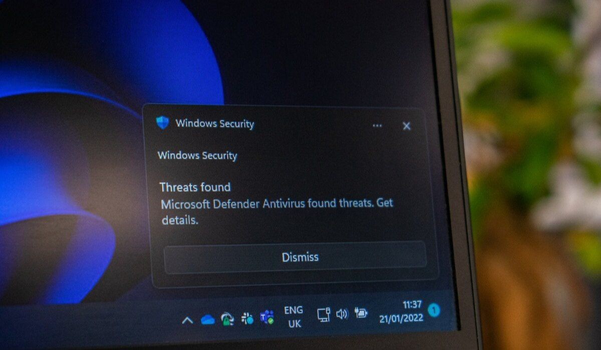 Hình ảnh Windows Defender hiển thị mối đe dọa