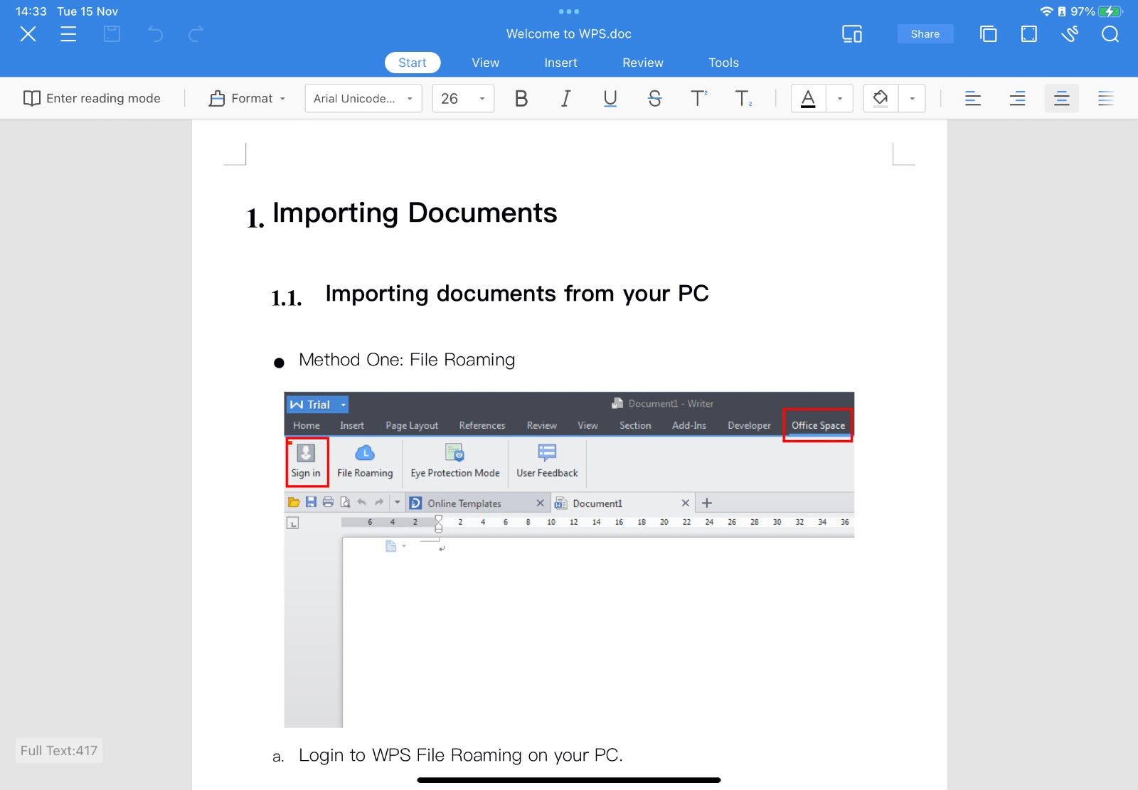 Hình ảnh WPS Office trên iPad