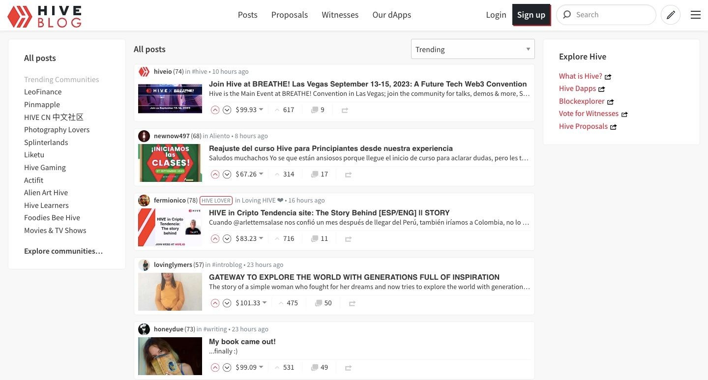 Hive website home page