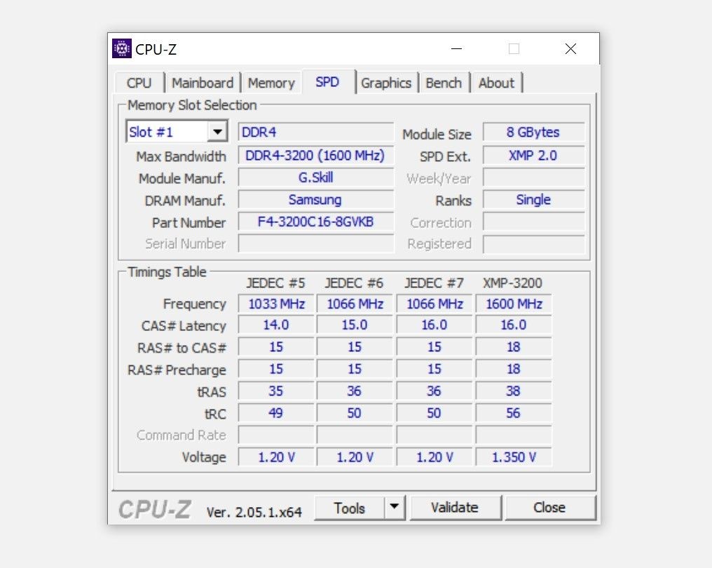 Hồ sơ SPD của CPU-Z