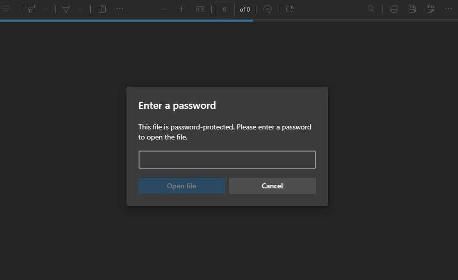 Hộp mật khẩu PDF trong Edge
