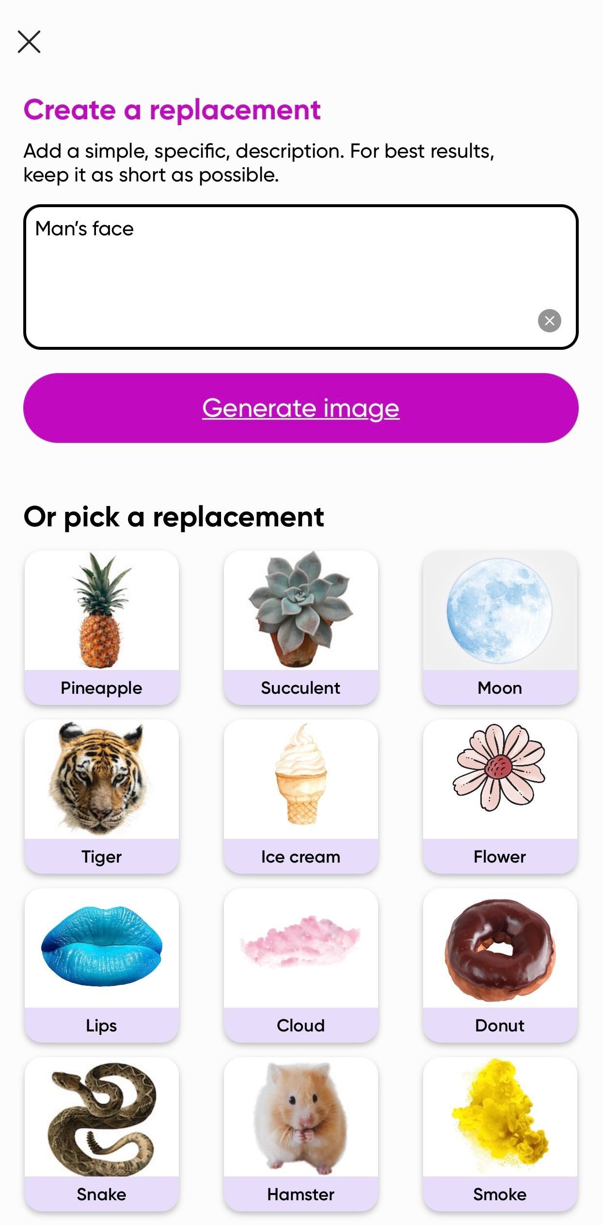 Hộp nhập văn bản để tạo ảnh AI trên Picsart