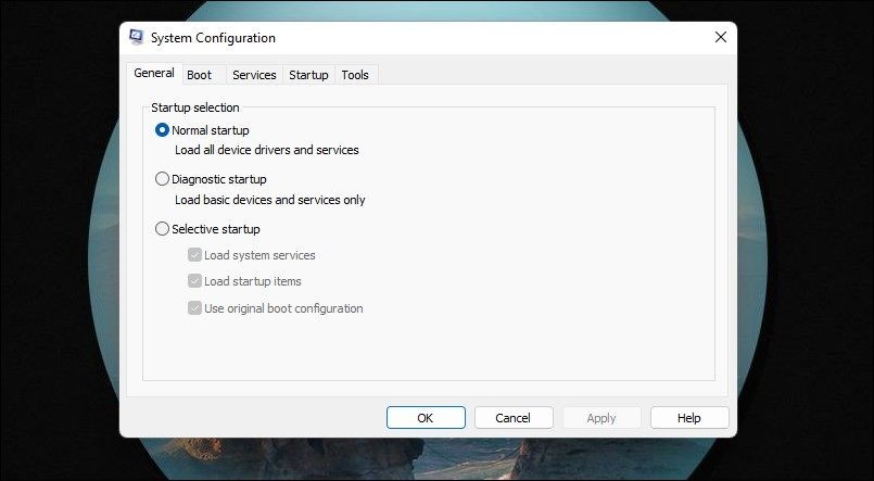 Hộp thoại Cấu hình Hệ thống Windows 11