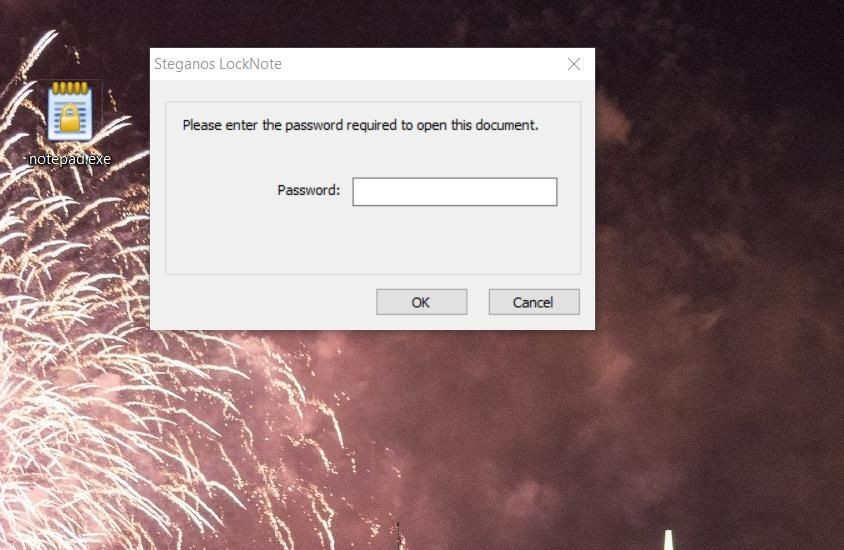 Hộp thoại mật khẩu LockNote