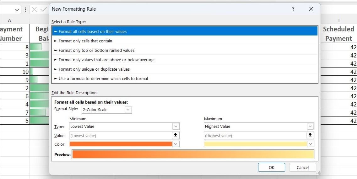 Hộp Thoại Quy Tắc Định Dạng Mới Trong Excel
