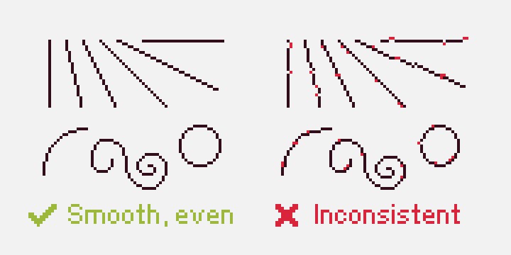Hướng dẫn trực quan về việc tạo ra các đường nét sạch cho pixel art