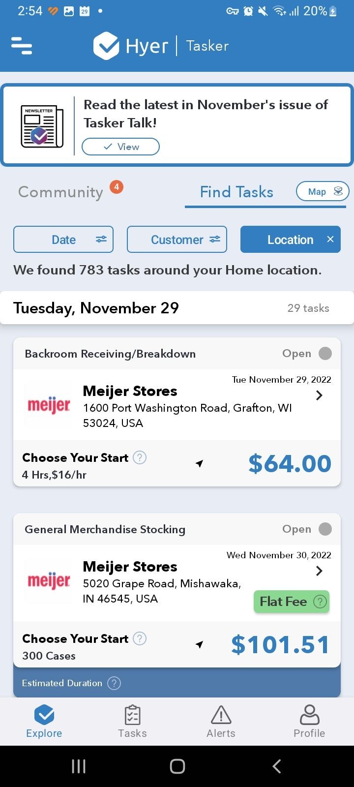 Hyer side job app Tasks Available