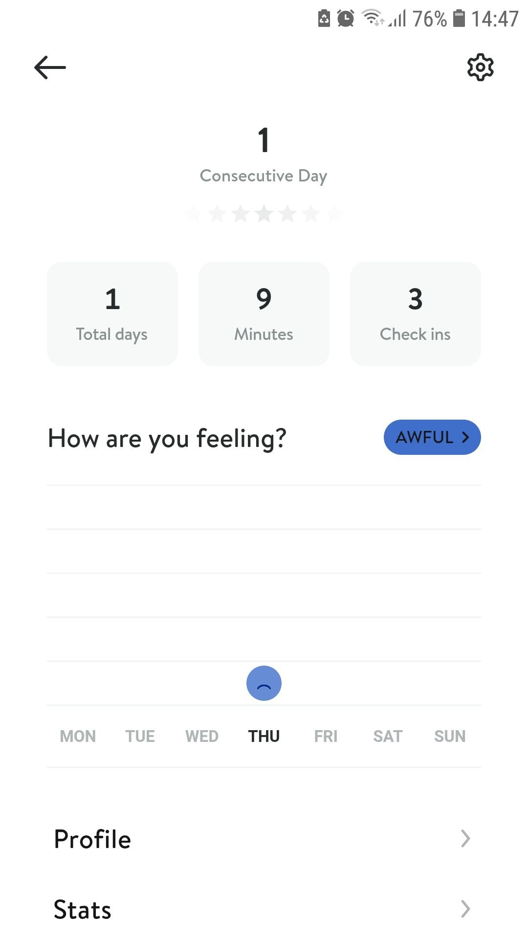 Insight Timer thống kê thiền định trên điện thoại Android