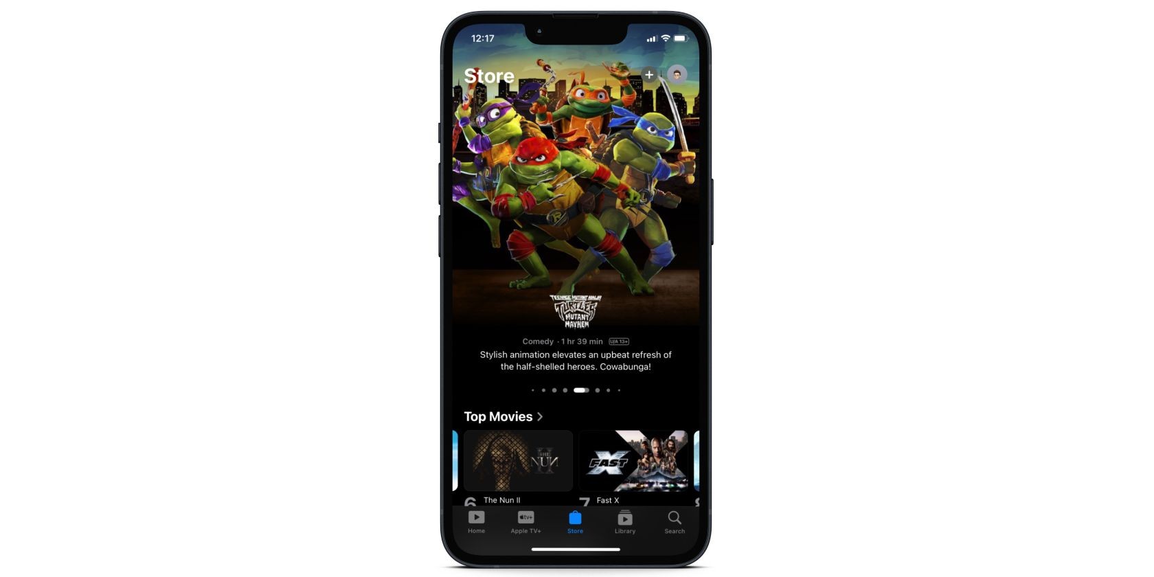 iOS 17.2 ứng dụng Apple TV mở tab Cửa hàng trên iPhone