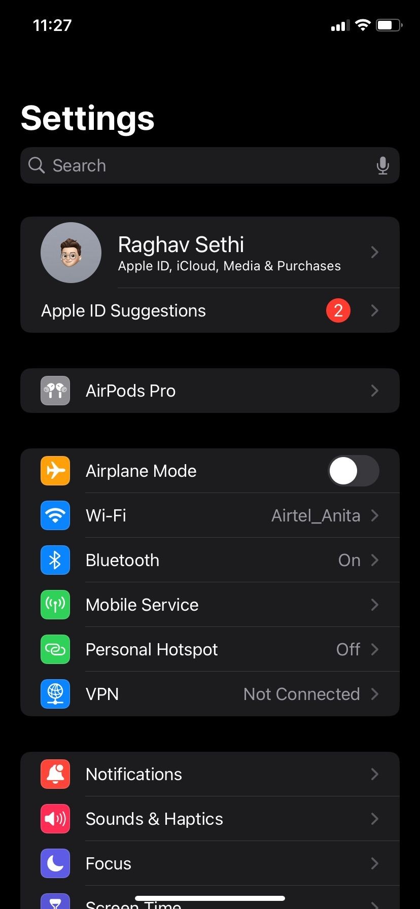 iOS 17.2 ứng dụng Cài đặt