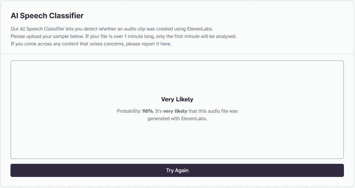 Kết quả phân loại giọng nói của AI bằng ElevenLabs