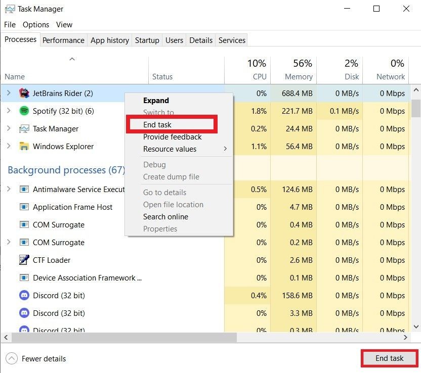 Kết Thúc Một Quá Trình Trên Task Manager