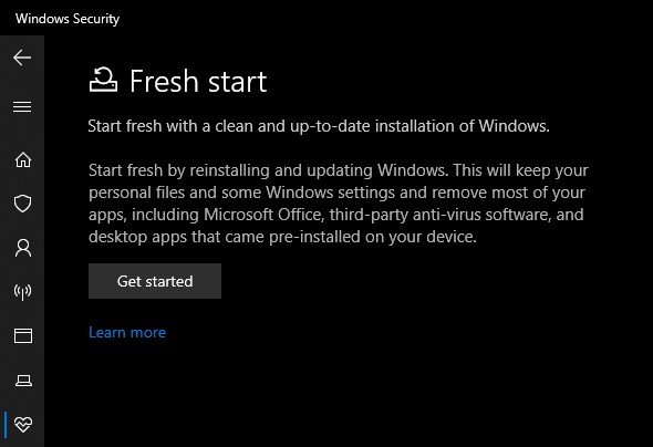 Khởi Đầu Mới trên Windows 10 Security