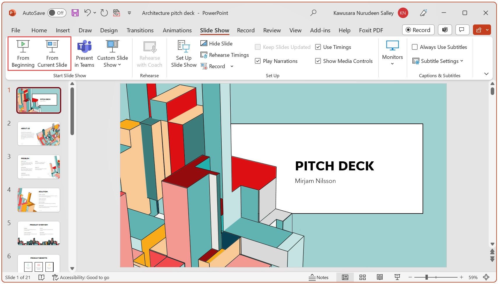 Khởi động trình chiếu từ đầu hoặc từ slide hiện tại