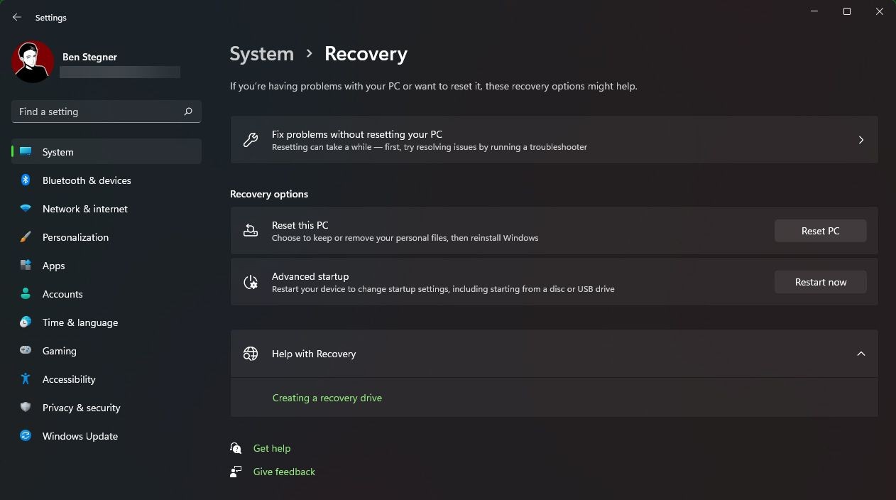 Khôi phục PC này trên Windows 11