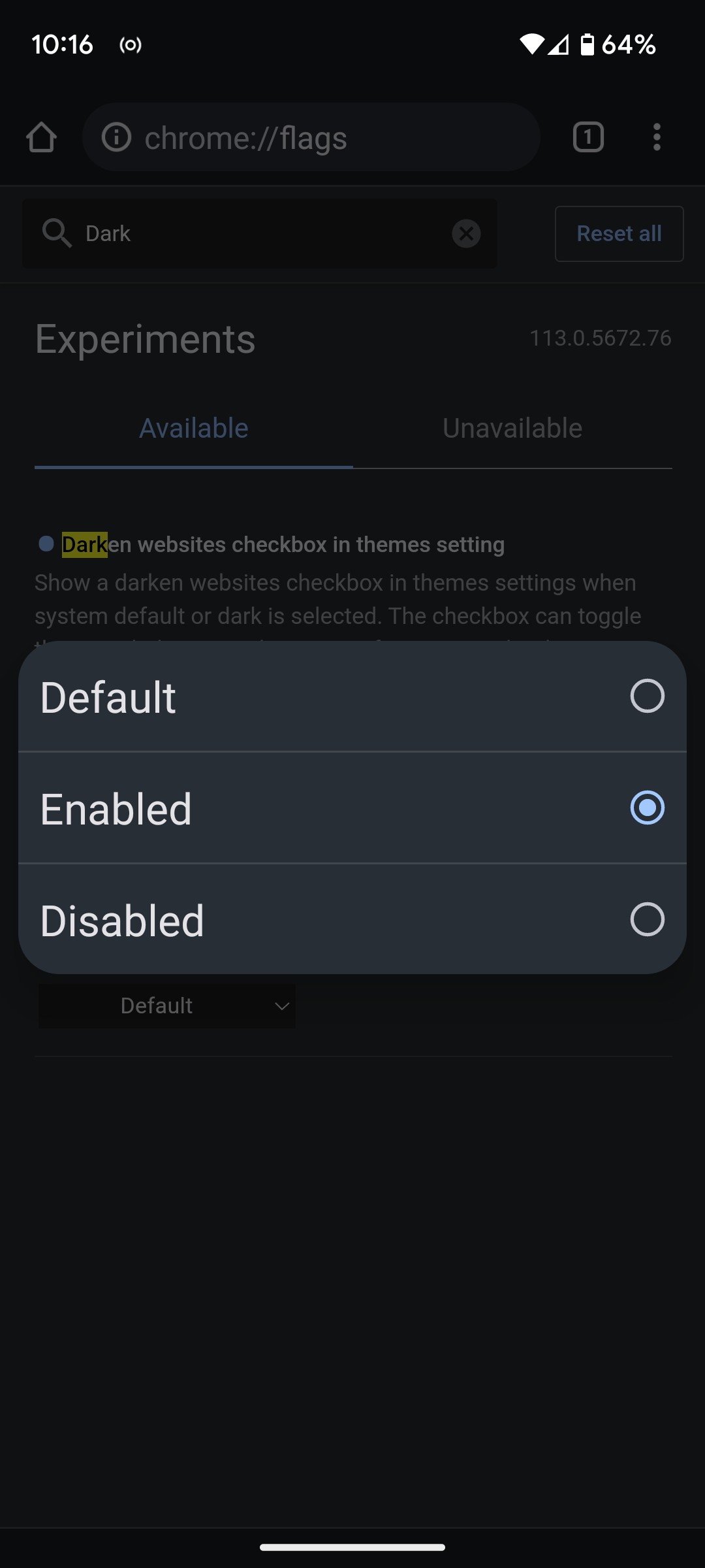 Kích hoạt chủ đề tối trên tất cả các trang web trong Chrome Android