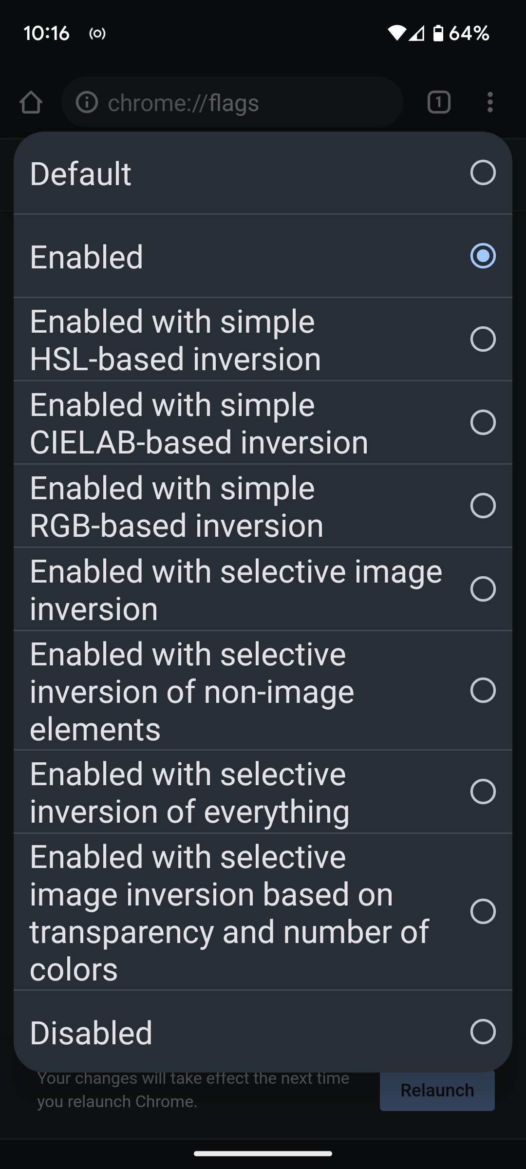 Kích hoạt cờ chủ đề tối trên Chrome Android