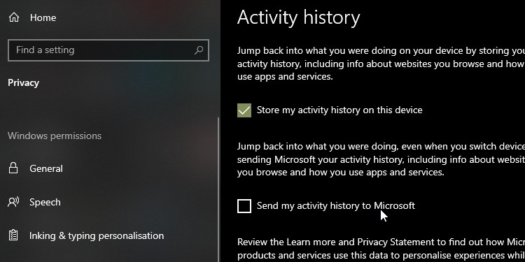 Kiểm tra các tùy chọn trong Windows 10
