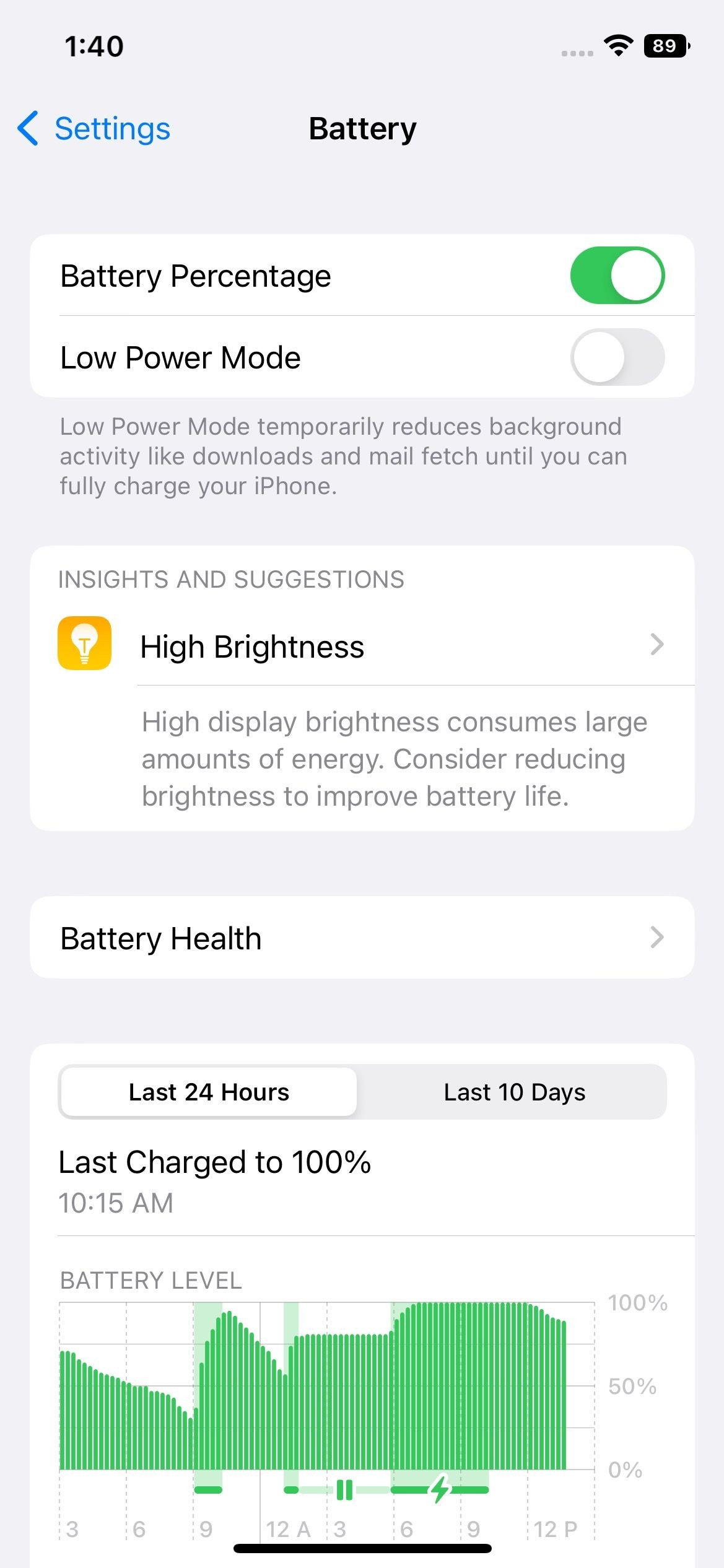 Kiểm tra mức tiêu thụ pin trên iPhone