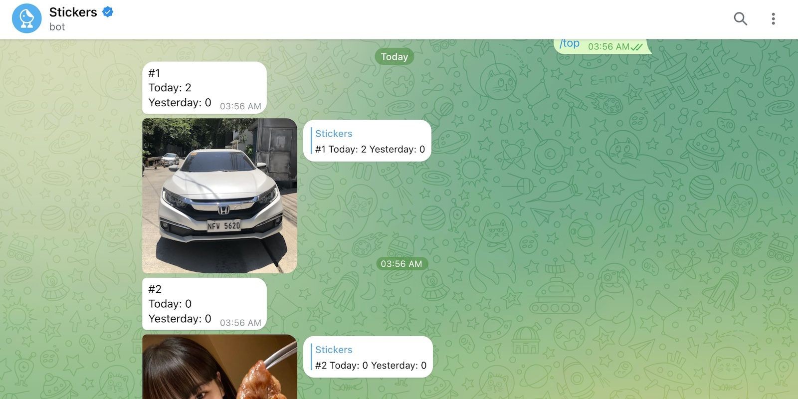 Kiểm tra thống kê sử dụng của sticker tùy chỉnh trên Telegram