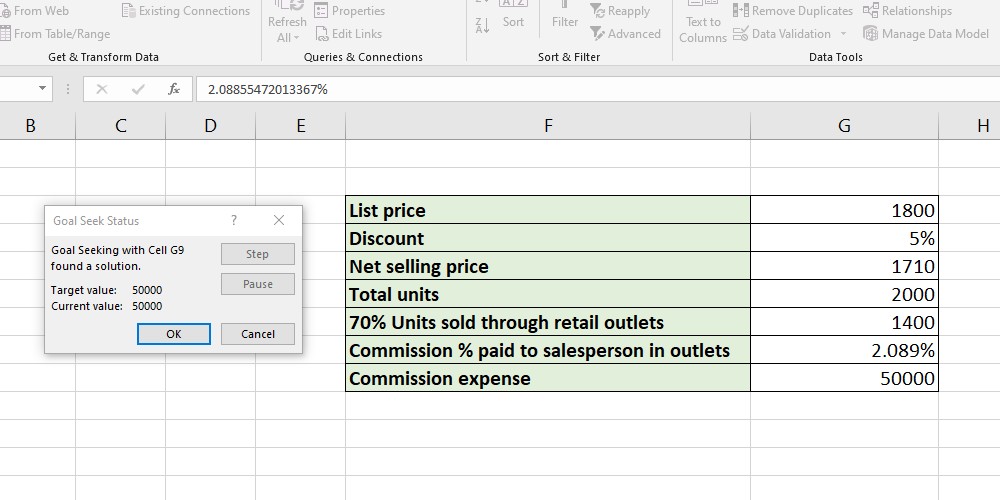 Lập ngân sách với Excel Goal Seek
