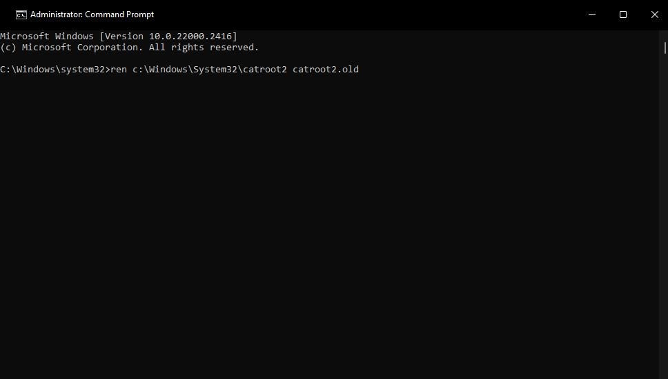 Lệnh đổi tên thư mục catroot2