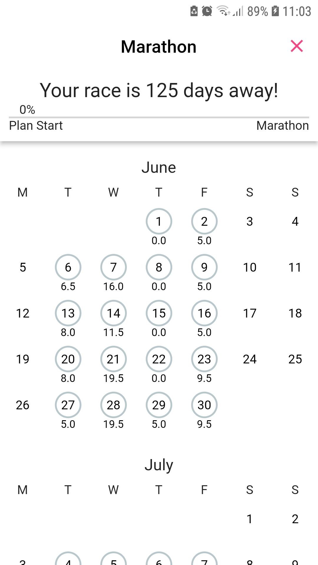 Lịch tập luyện marathon với Run With Hal
