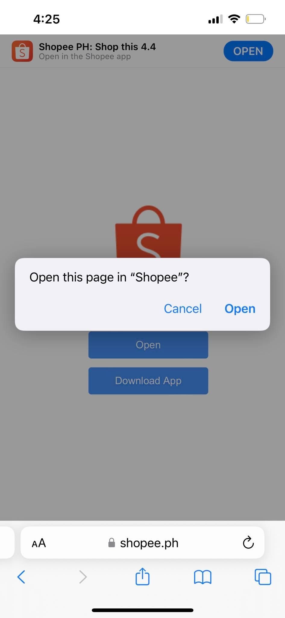Liên kết liên kết đáng ngờ của Shoppee