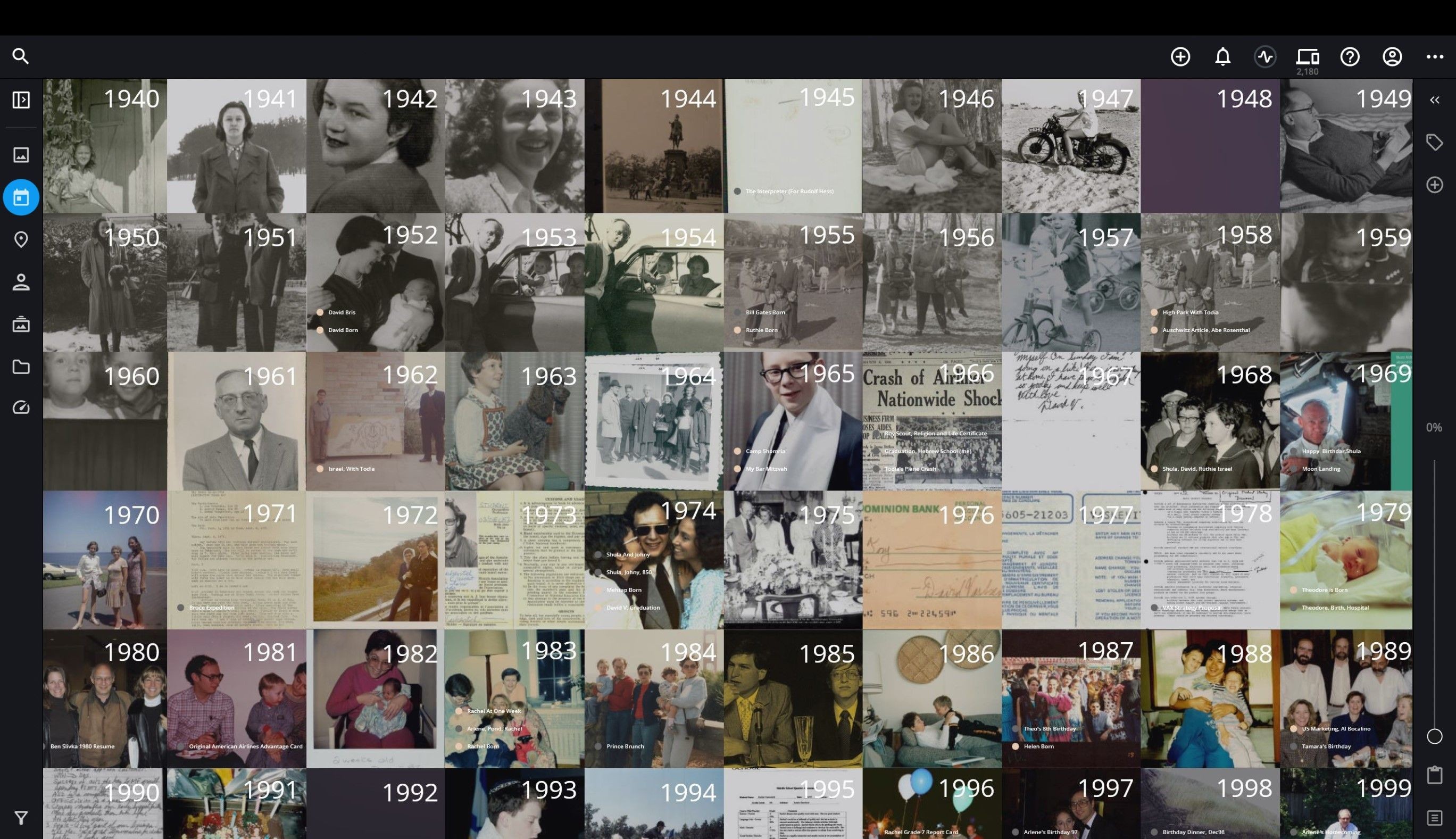 LifeCalendar trong ứng dụng Mylio Photos