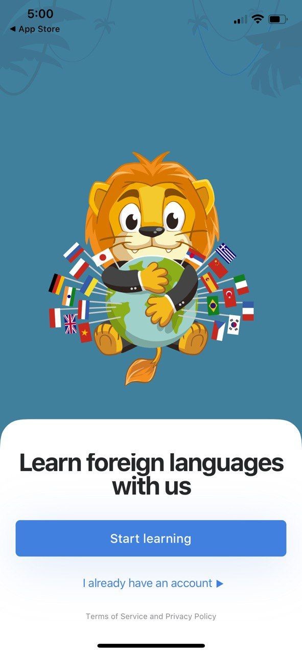 Lingualeo intro screen.