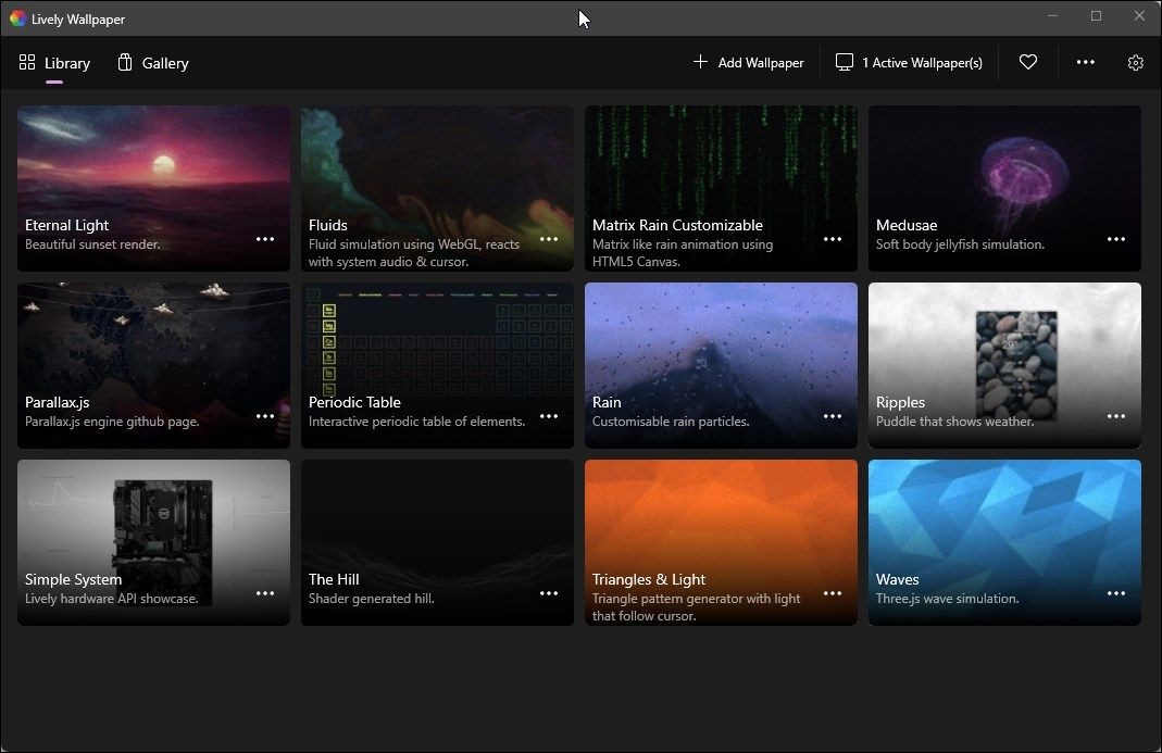 Lively Wallpaper trên Windows 11