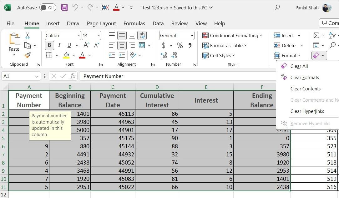 Loại bỏ định dạng trong Excel