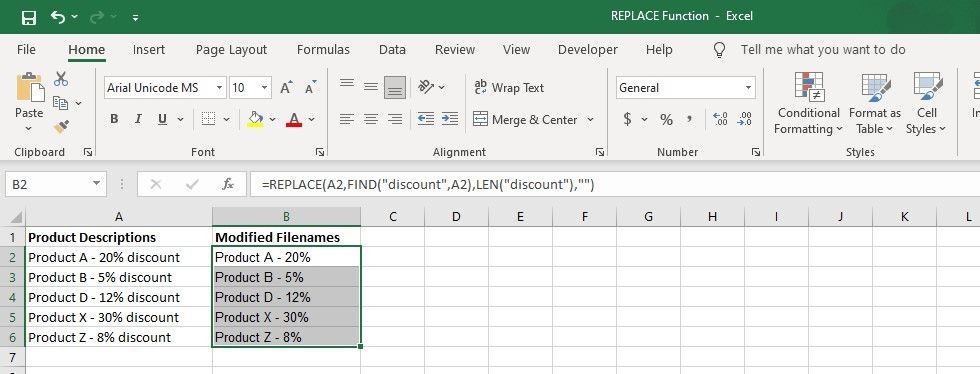 Loại bỏ văn bản sử dụng REPLACE kết hợp với LEN và FIND trong Excel