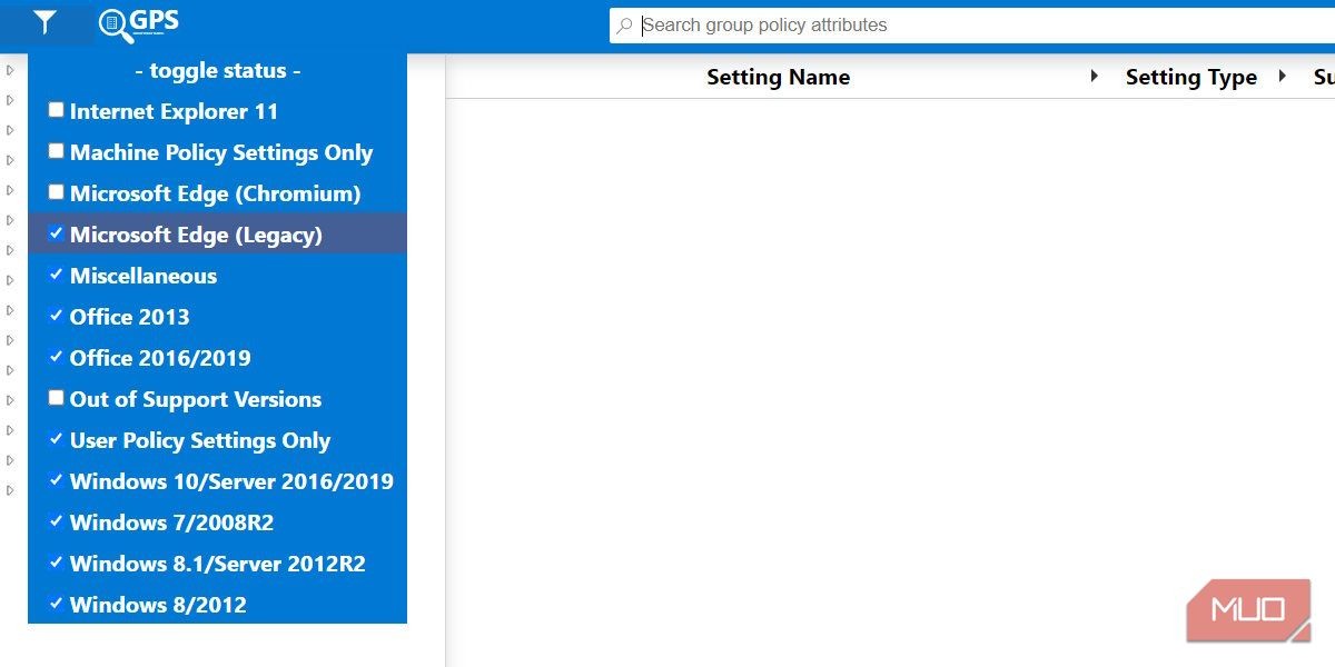 Lọc các sản phẩm trên trang web Group Policy Search