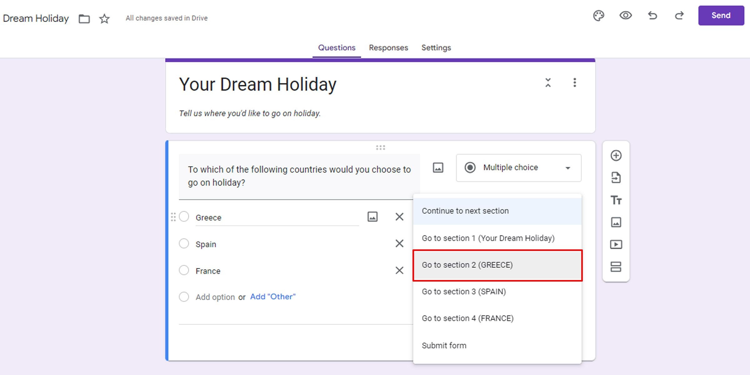 Logic phân nhánh trong Google Forms