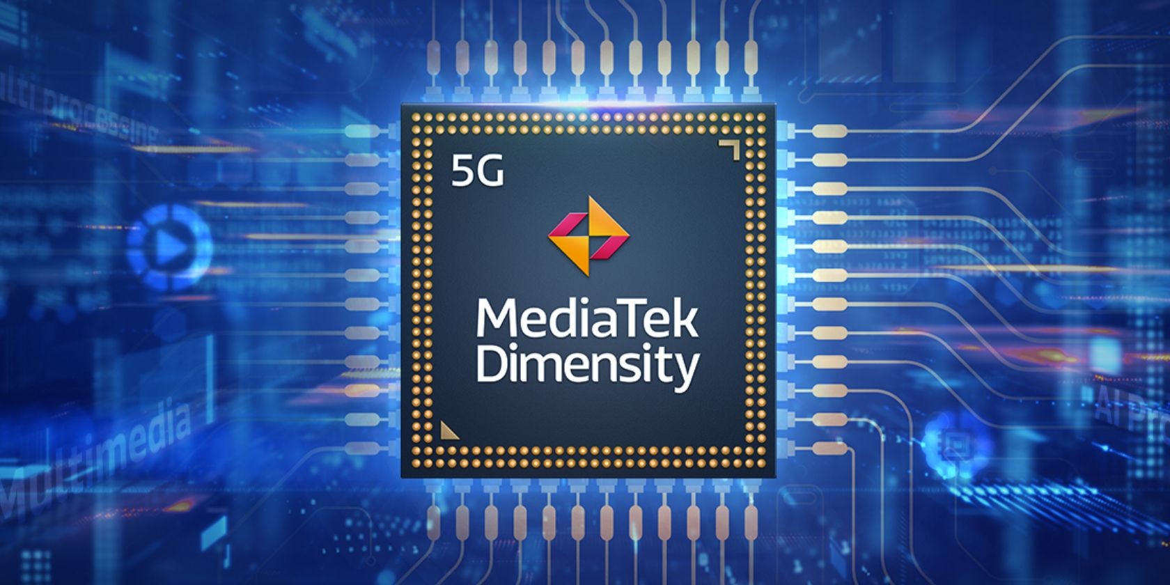 Logo MediaTek trên nền nghệ thuật chip xử lý