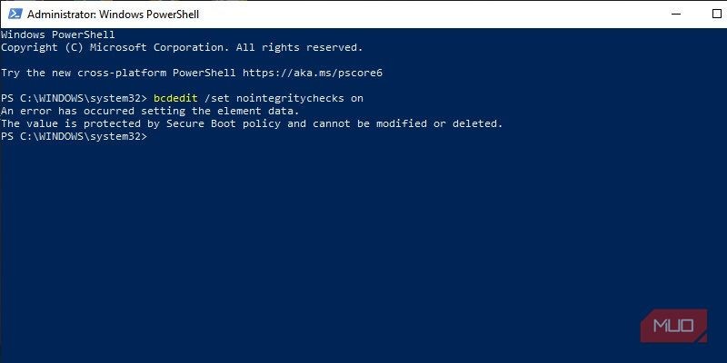 Lỗi Secure Boot trong PowerShell
