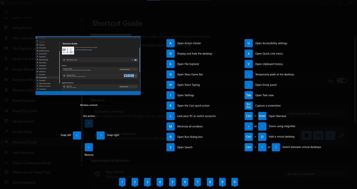 Lớp Phủ Shortcut Guide Trong PowerToys