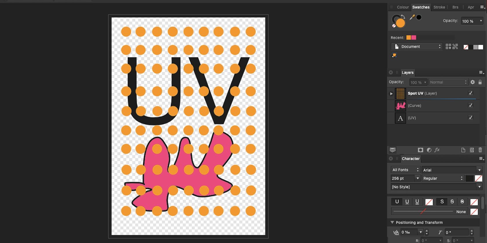 Lớp thiết kế Spot UV trong Affinity Designer