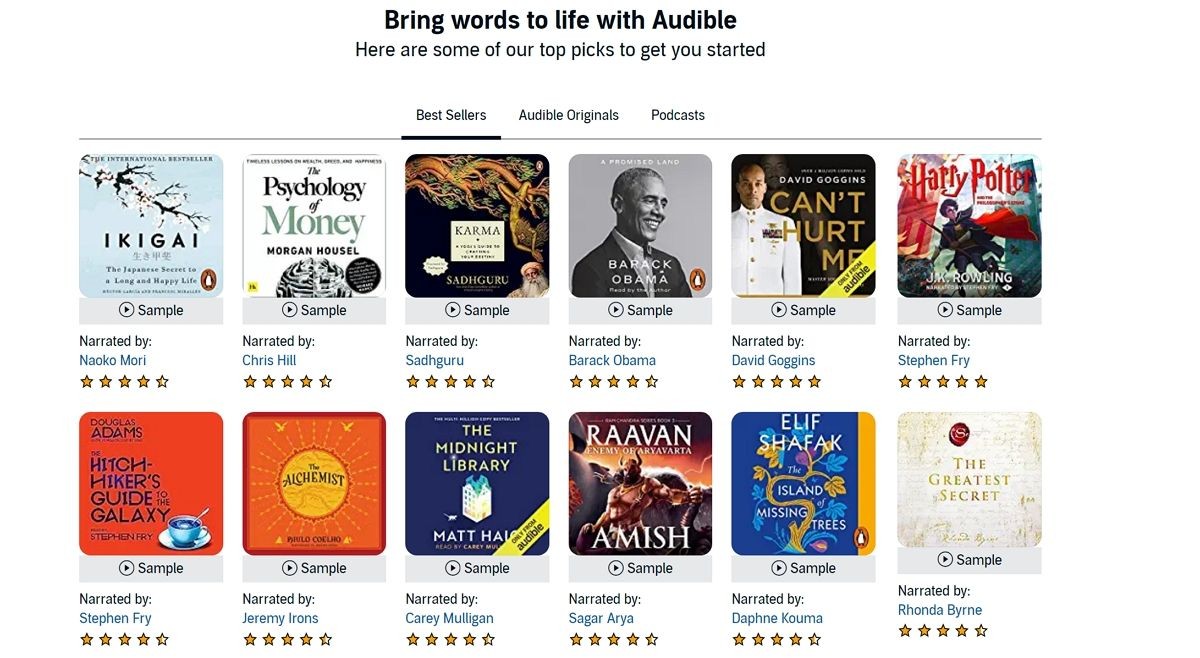 Lựa chọn sách trên Audible