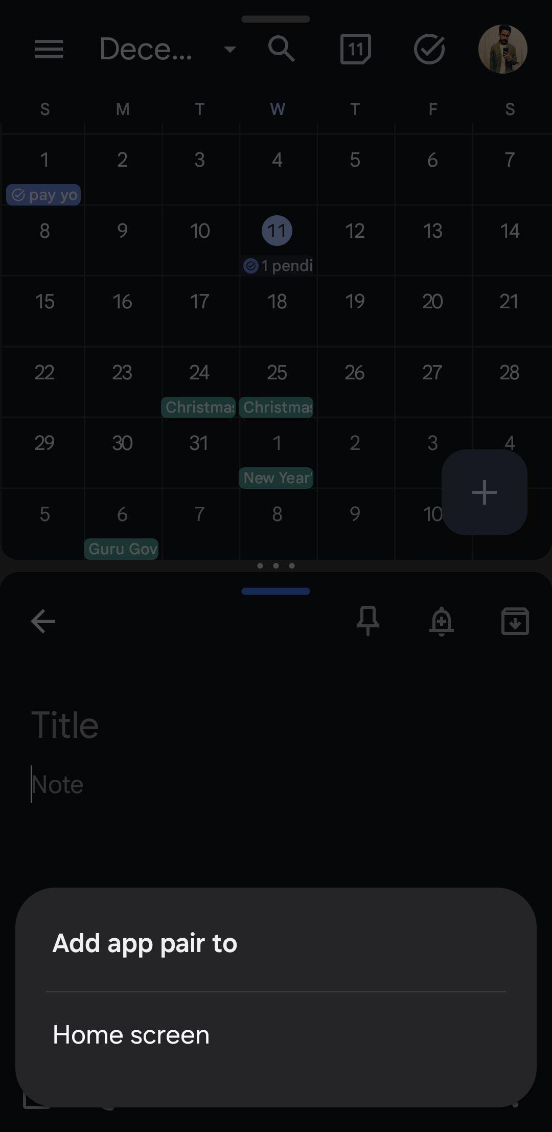 Lưu cặp ứng dụng lên màn hình chính của Android