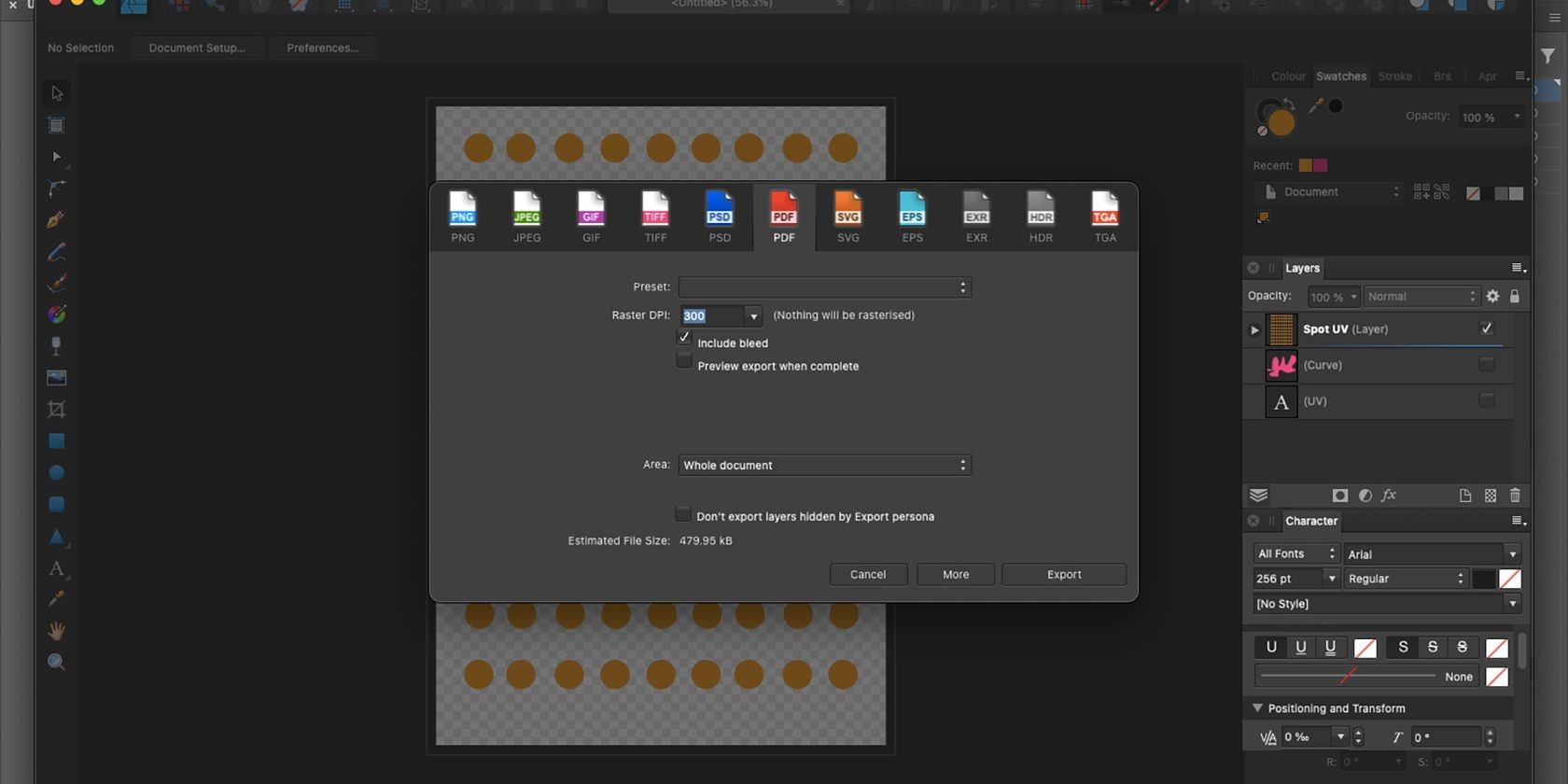 Lưu PDF trong Affinity Designer