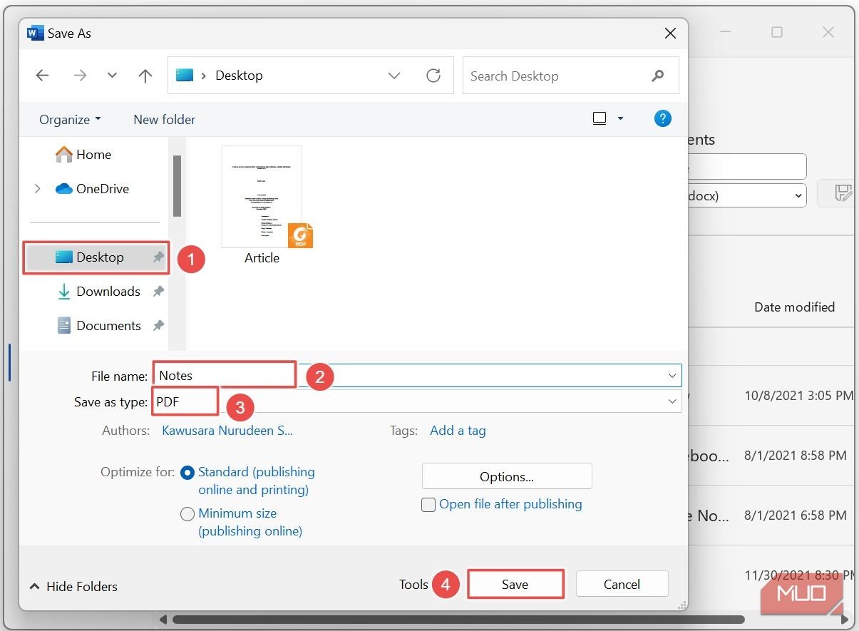 Lưu tài liệu Word dưới dạng tệp PDF