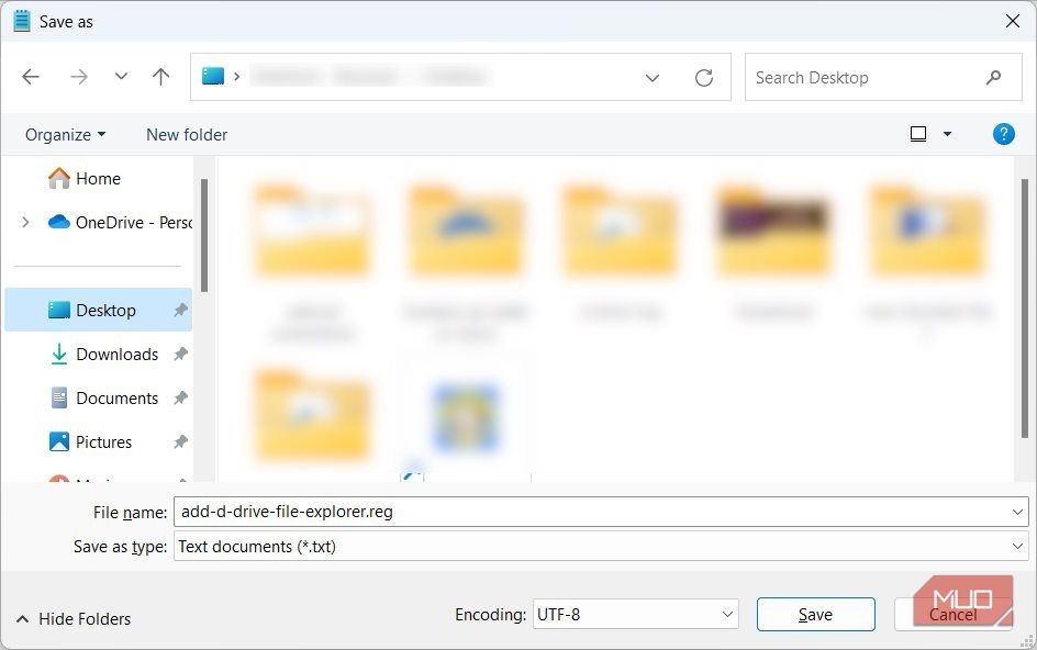 Lưu tệp Registry trong Notepad trên Windows