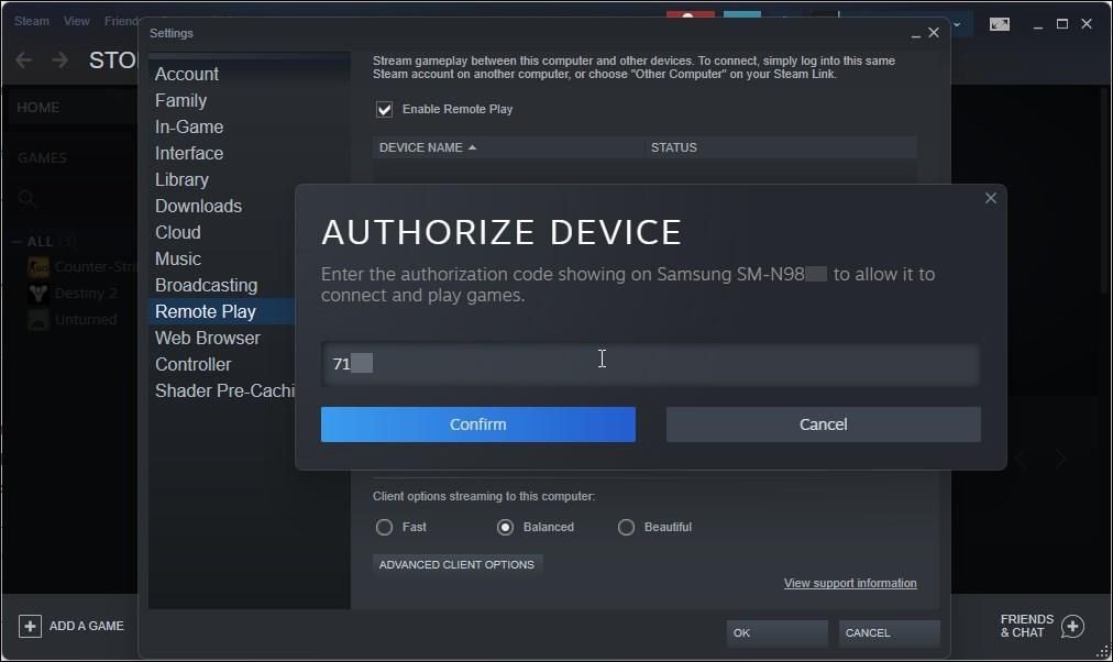 Mã ủy quyền Remote Play