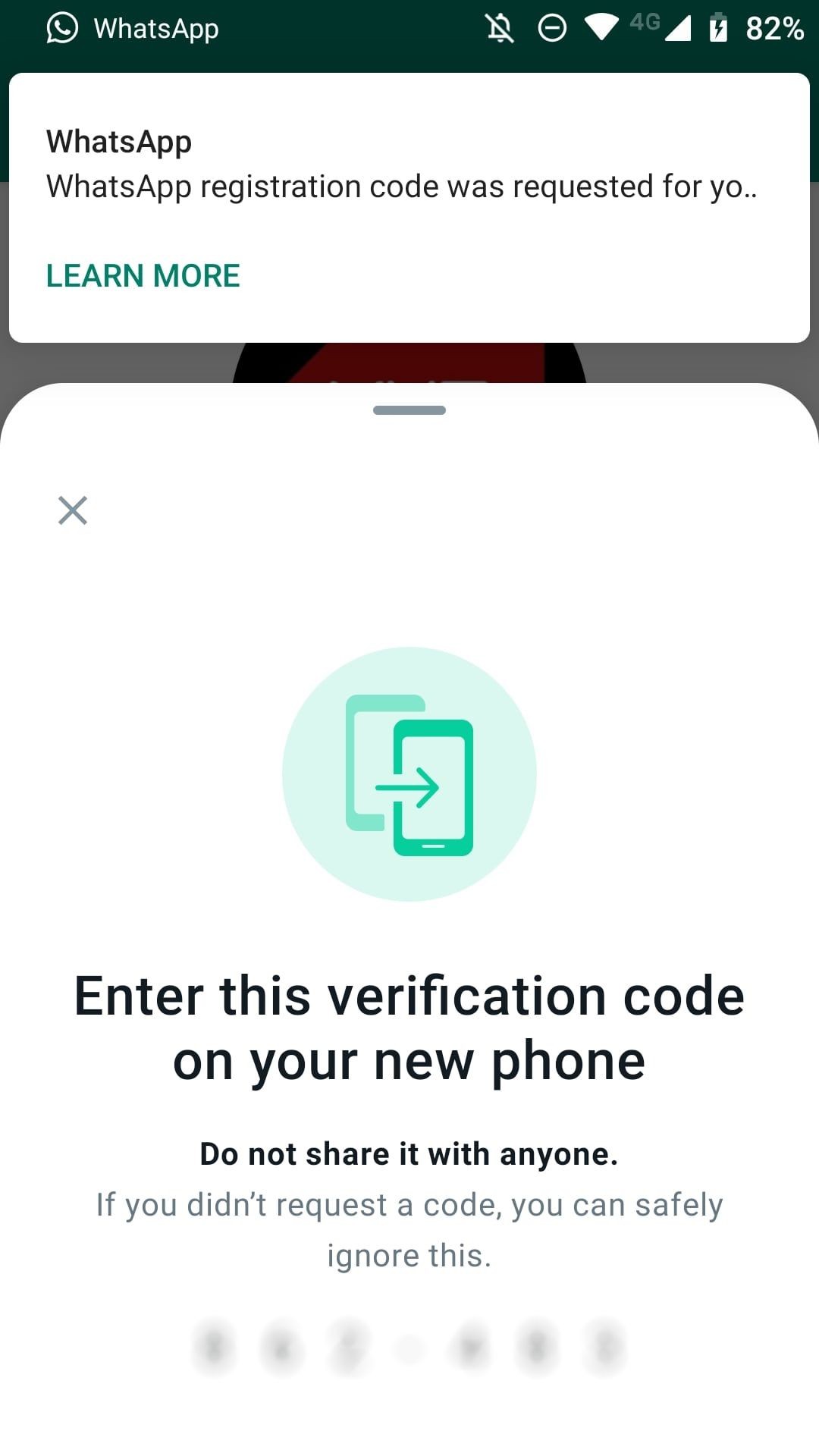 Mã xác minh WhatsApp trên điện thoại khác